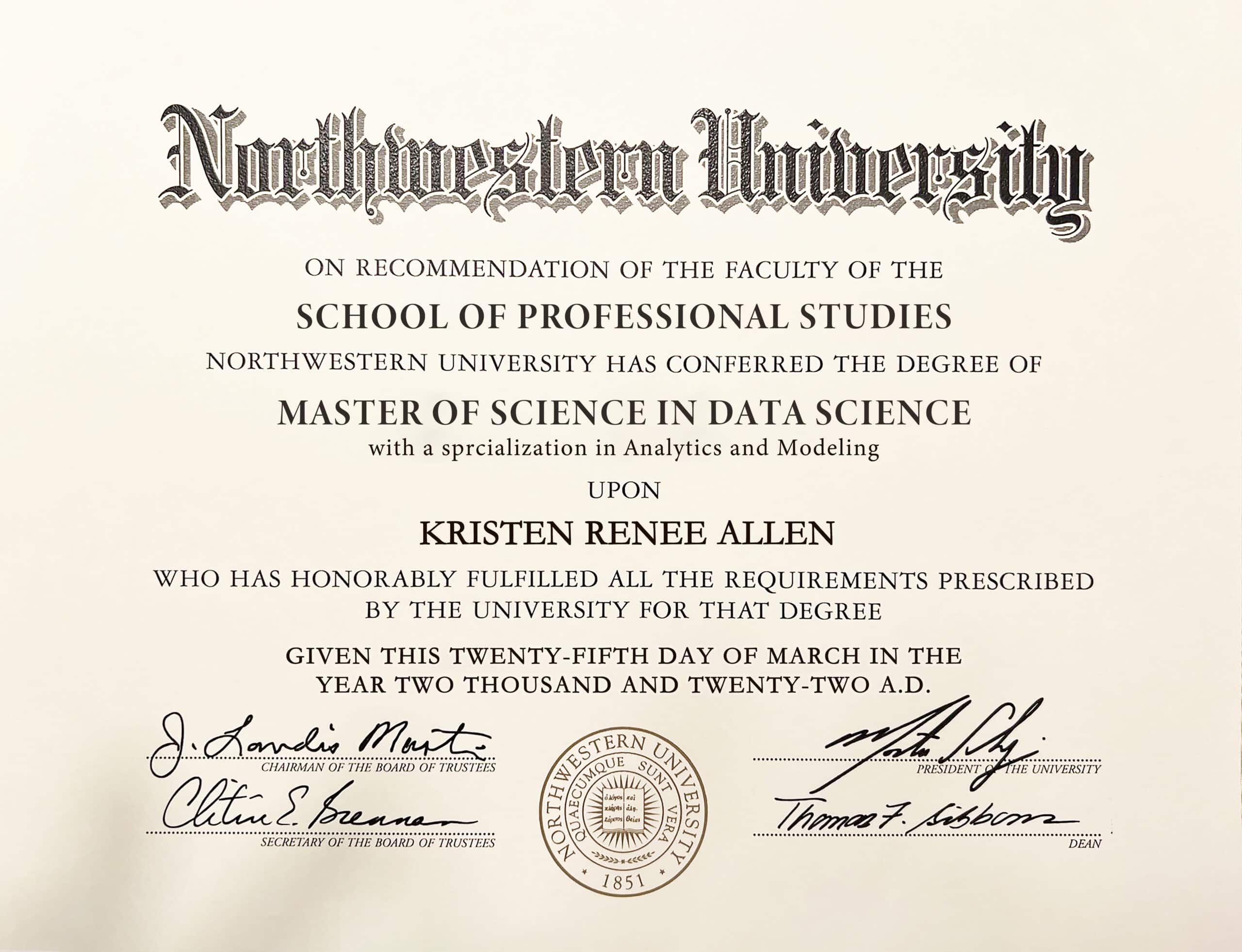 Editable Certificate from Northwestern University Template