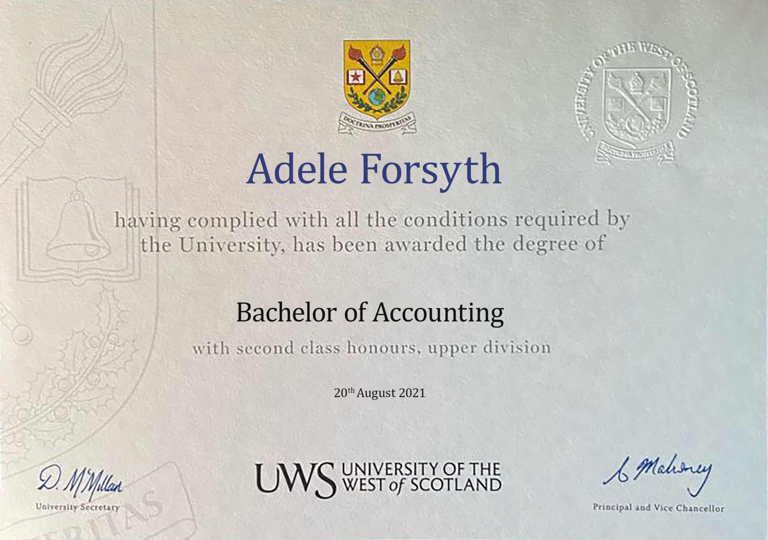 Editable Certificate from Obtain UWS University Template
