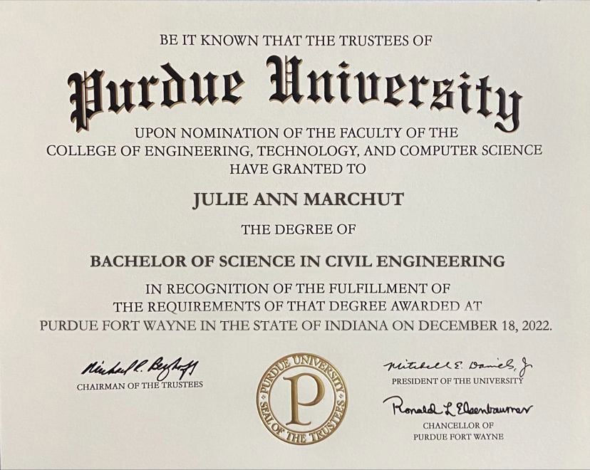 Editable Certificate from Purdue University Template