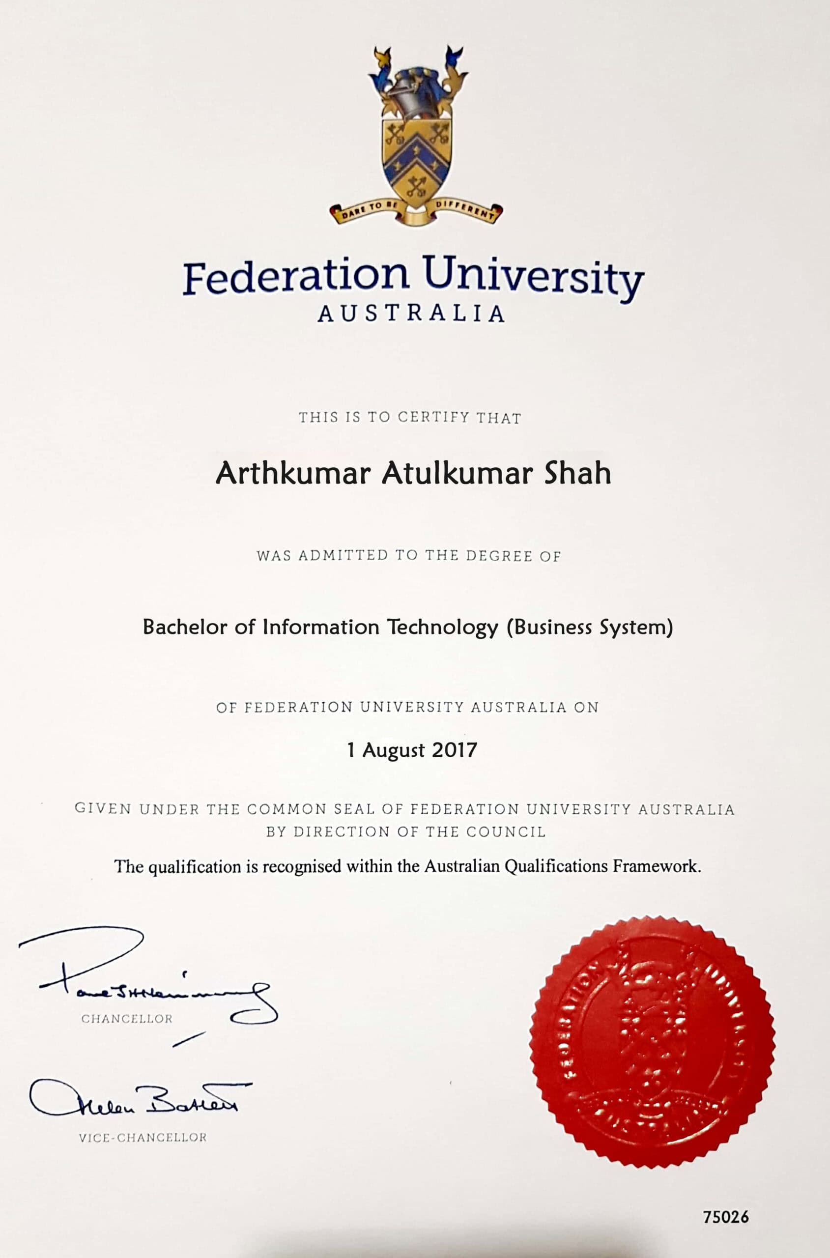 Editable Certificate from University Of Ballarat Template