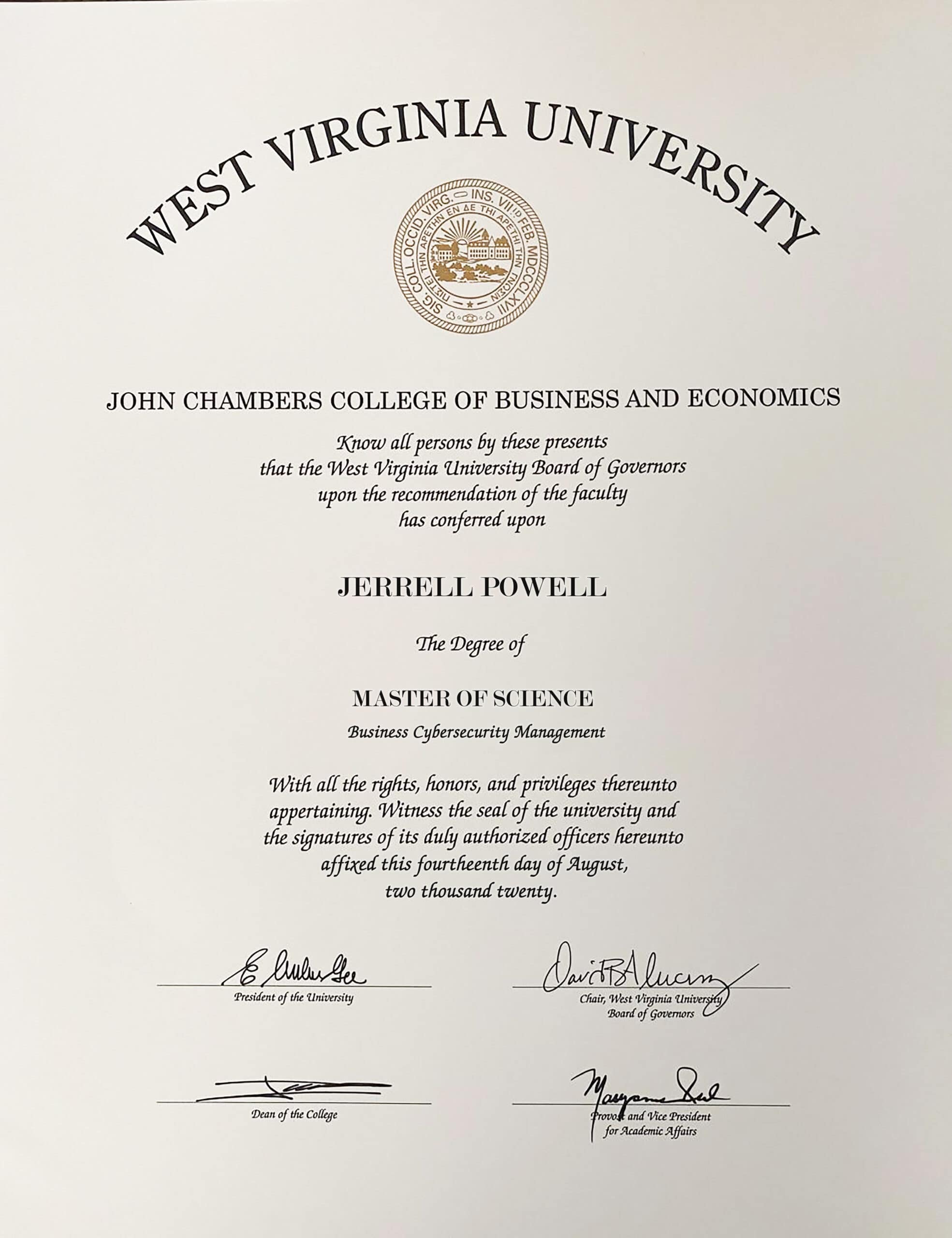 Editable Certificate from Virginia University Template