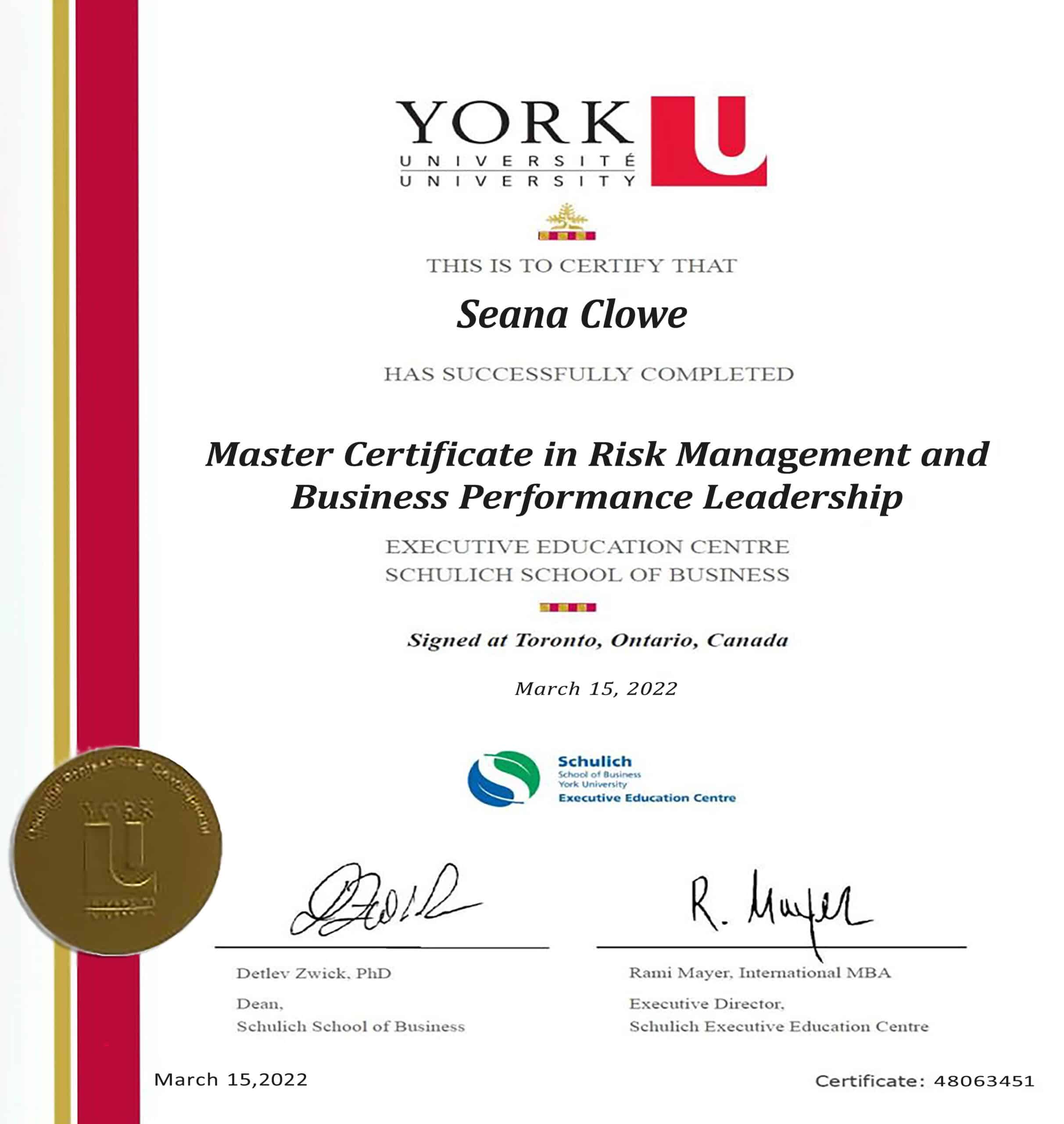 Editable Certificate from York University Template