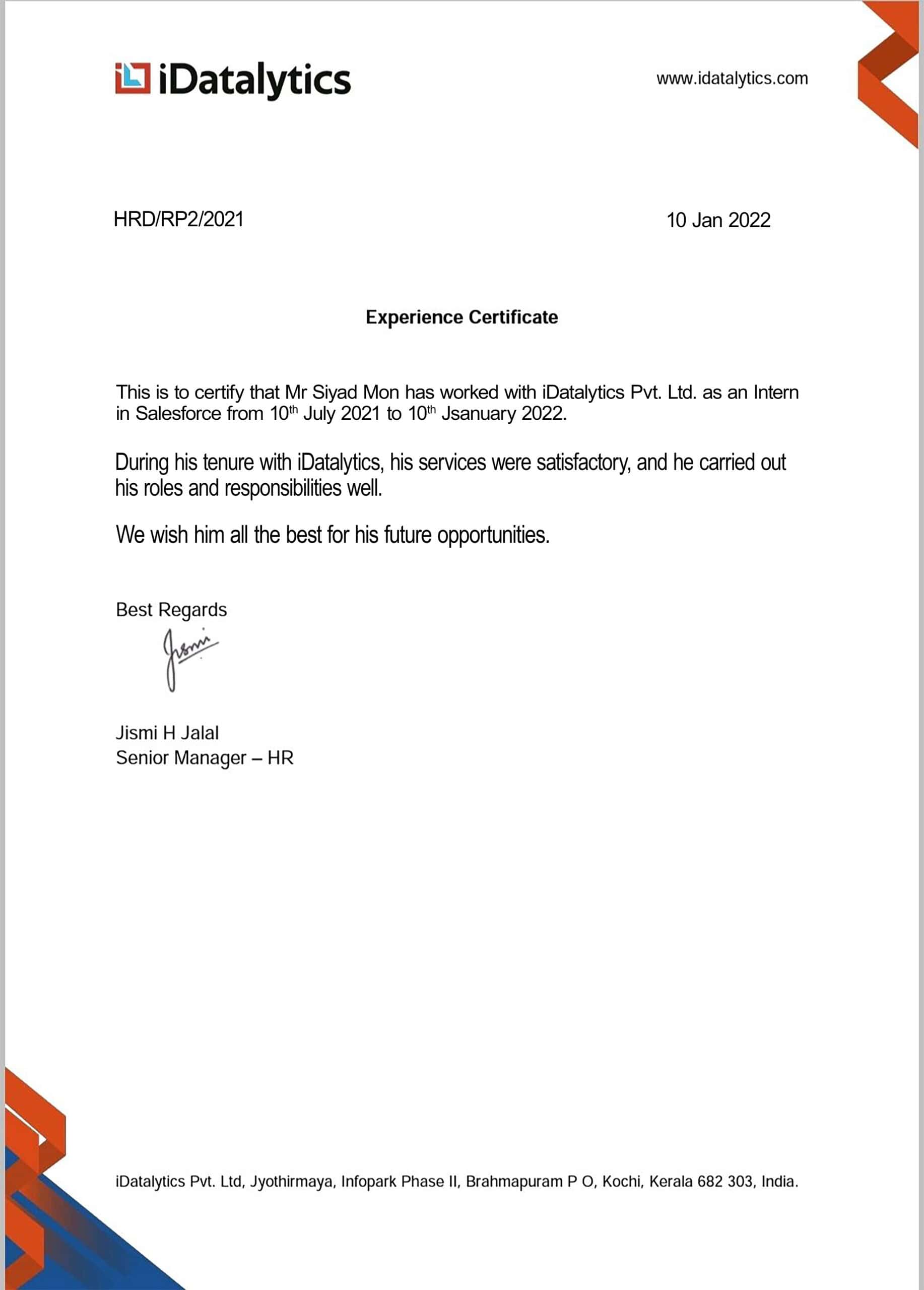 Purchase Realistic  idatelytics company Experience Certificate Templates | Easily Editable