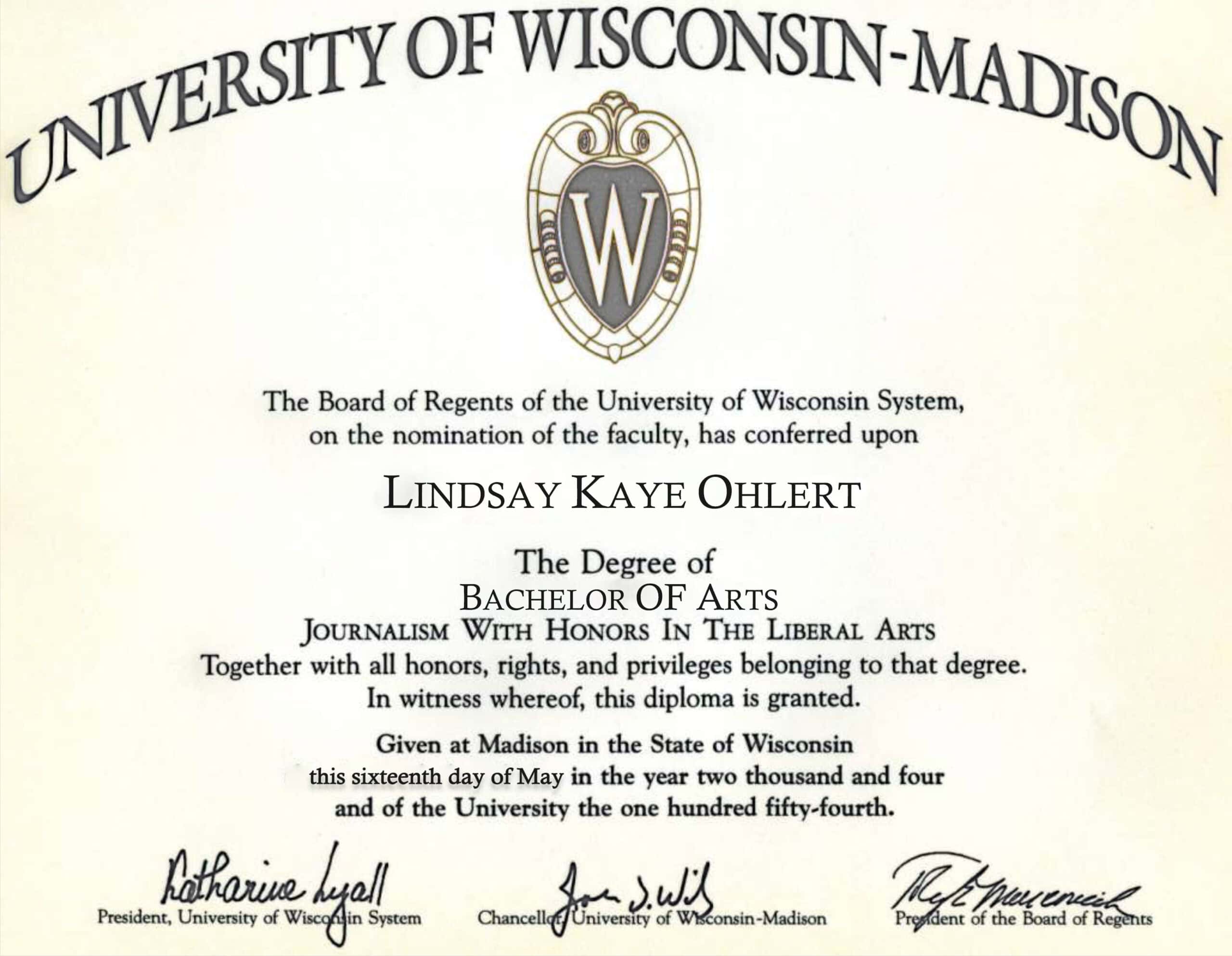 Authentic-Looking Editable certificate from University Of Wisconsin-Madison University