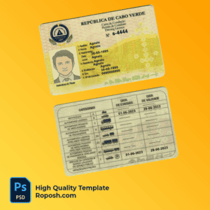 Cabo Verde driver license PSD template