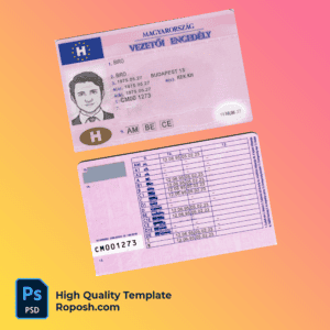 Hungary Driving License PSD Template – Fully Editable & High-Quality