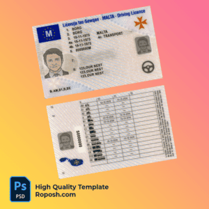 Malta driver license PSD template