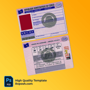 Congo driving license template in PSD format, fully editable