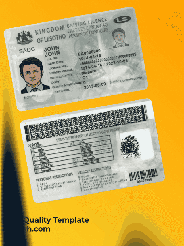 Lesotho Driver License psd template