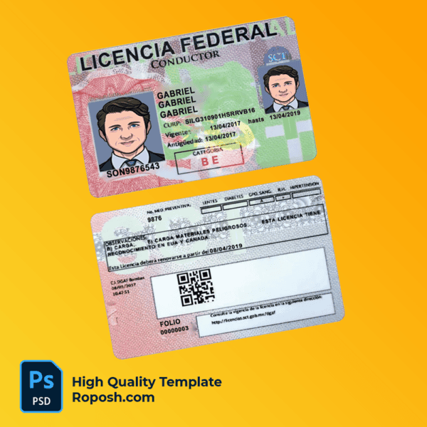 Mexico driver license PSD template