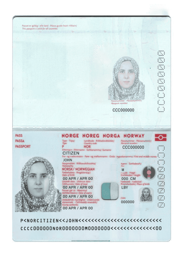 Norway passport PSD template
