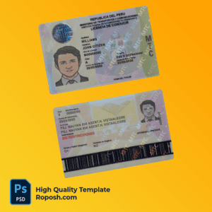 peru driver license psd template