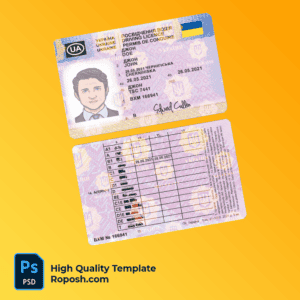 Ukraine driver license psd template