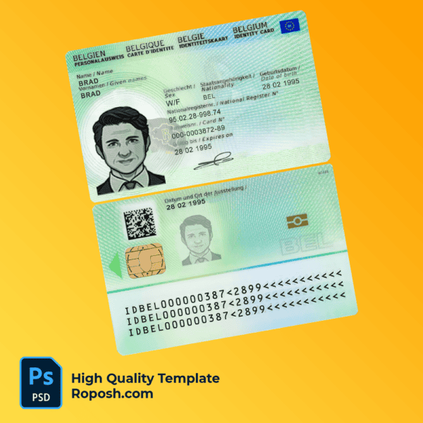 Belgium ID template in PSD format