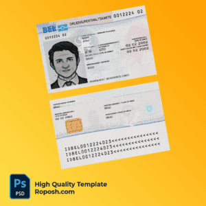 Belgium residence permit card PSD template