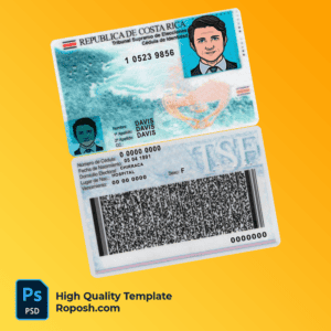 Costa Rica ID template in PSD format