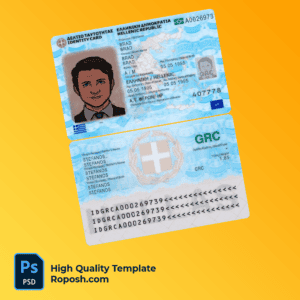 Greece id card PSD template