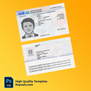 Norway residence permit card PSD template
