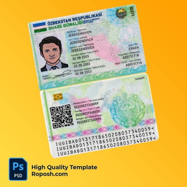 Uzbekistan ID card PSD template