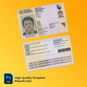Bosnia and Herzegovina ID template in PSD format, fully editable, with all fonts