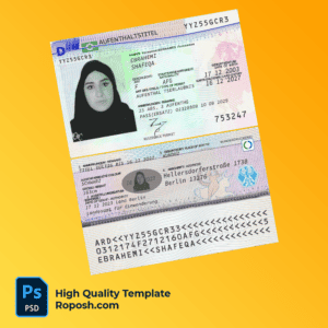 Germany residence permit card Psd Template