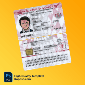 Monaco id card PSD template