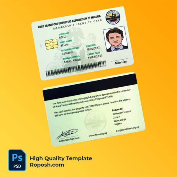 Nigeria ID card PSD template
