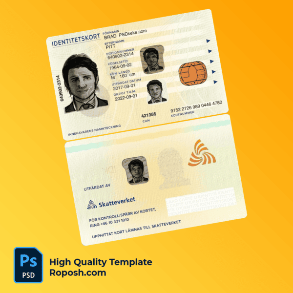 Sweden ID template in PSD format