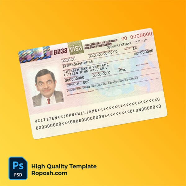 Russian Federation visa PSD template | 1200 DPI