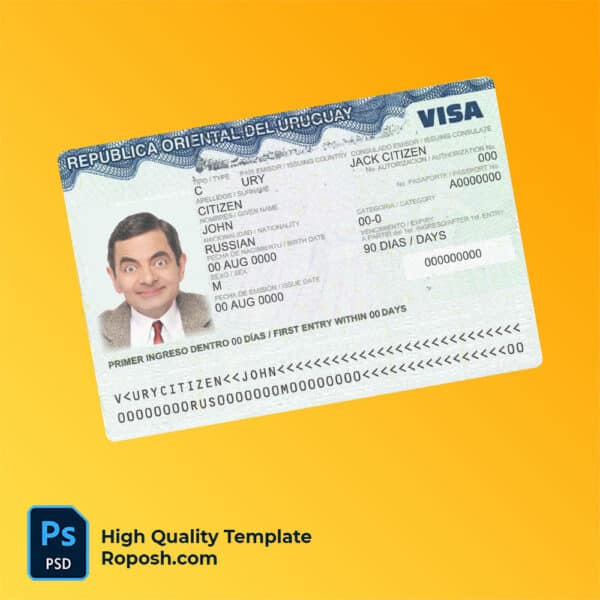Uruguay travel visa PSD template
