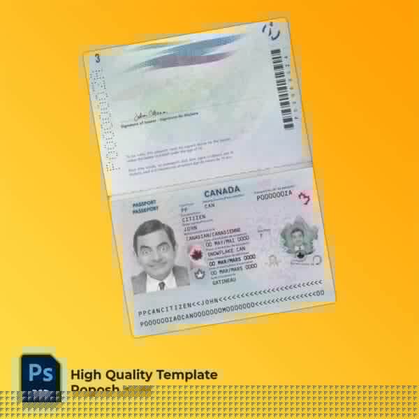 canada passport psd template | 1200 DPI