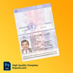 Georgia passport template in PSD format, fully editable