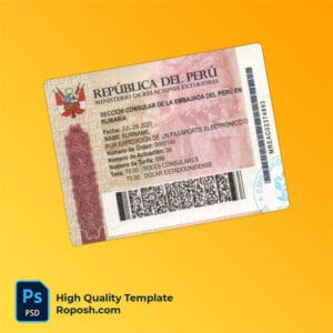 Peru travel visa psd template