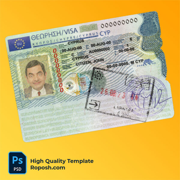 Cyprus schengen visa psd template