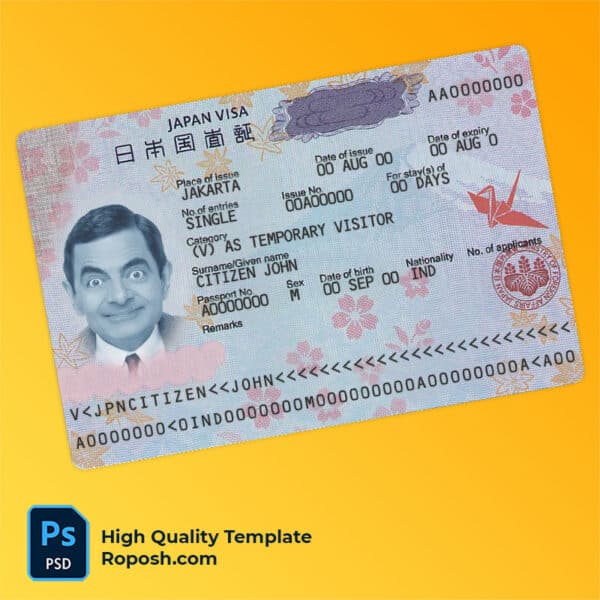 Japan travel visa psd template