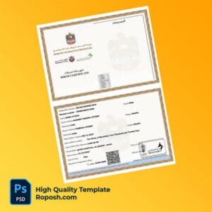 United Arab Emirates Dubai birth certificate word and pdf template