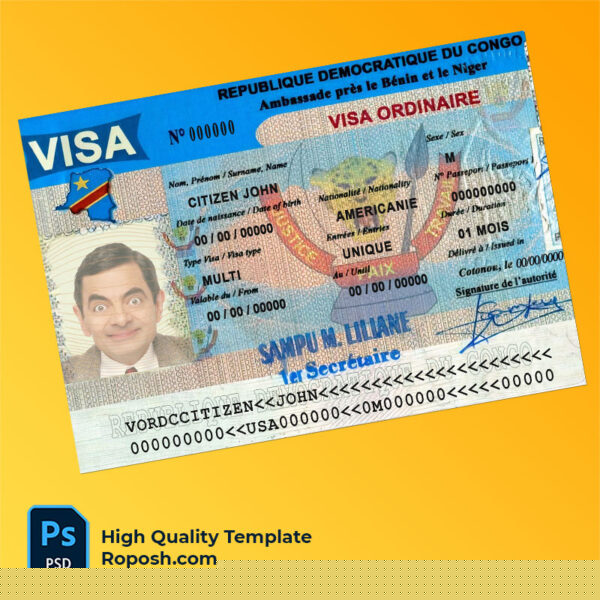 Congo tourisme visa psd template
