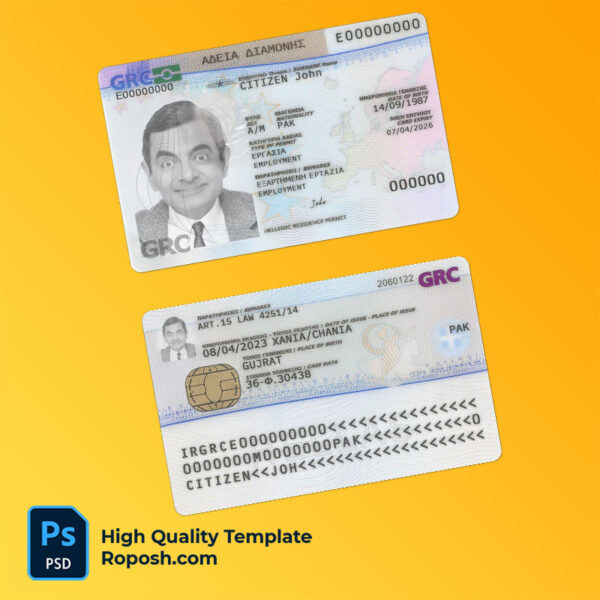 Greece residence permit PSD template