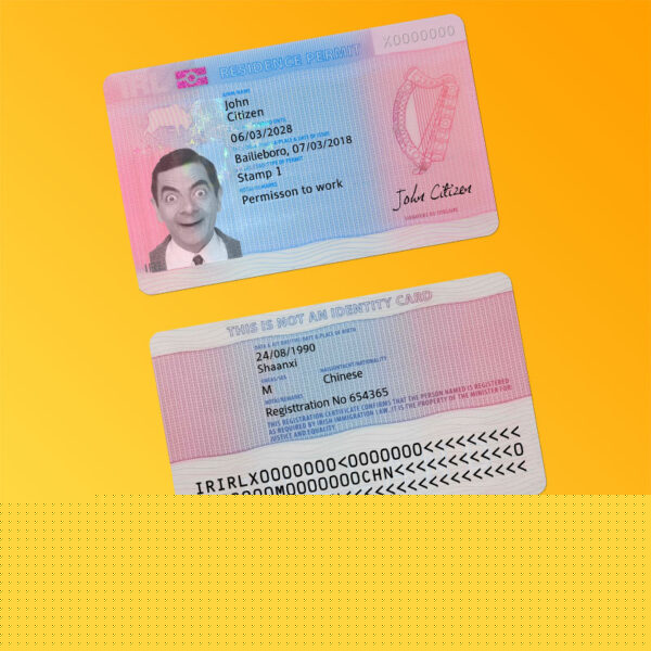 Ireland residence card PSD template