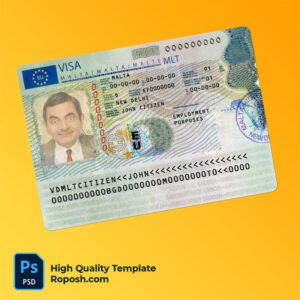 malta travel visa psd template