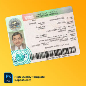 UAE work visa PSD template