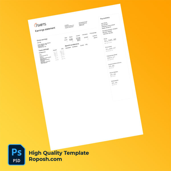 7shifts earning statement word and pdf template