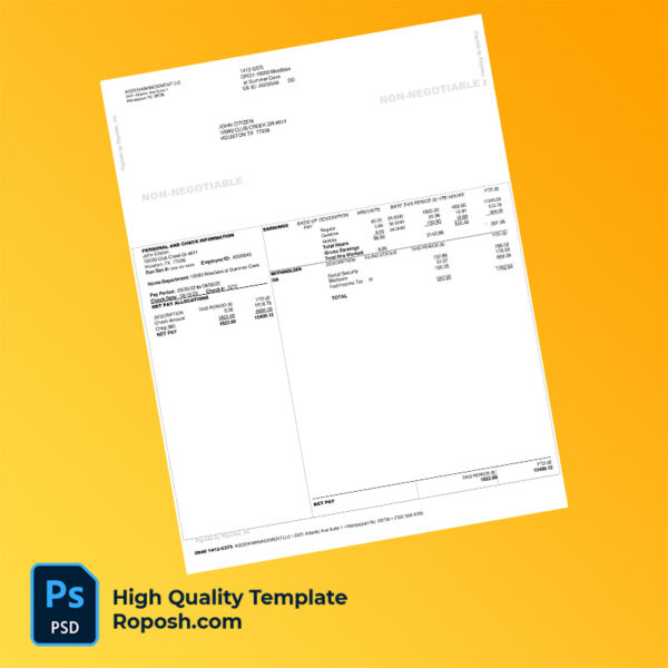 ASDEN Management LLC pay stub word and pdf template