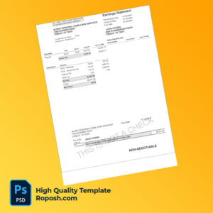 Almaz Personal Home Care Services earning statement word and pdf template