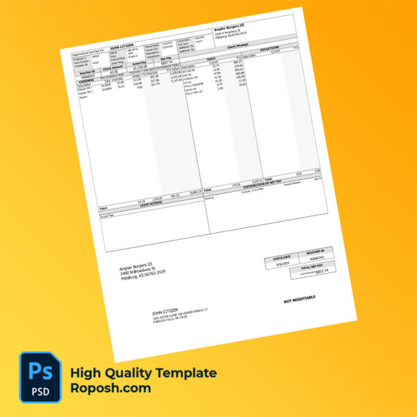 Ampler Burgers earning statement word and pdf template