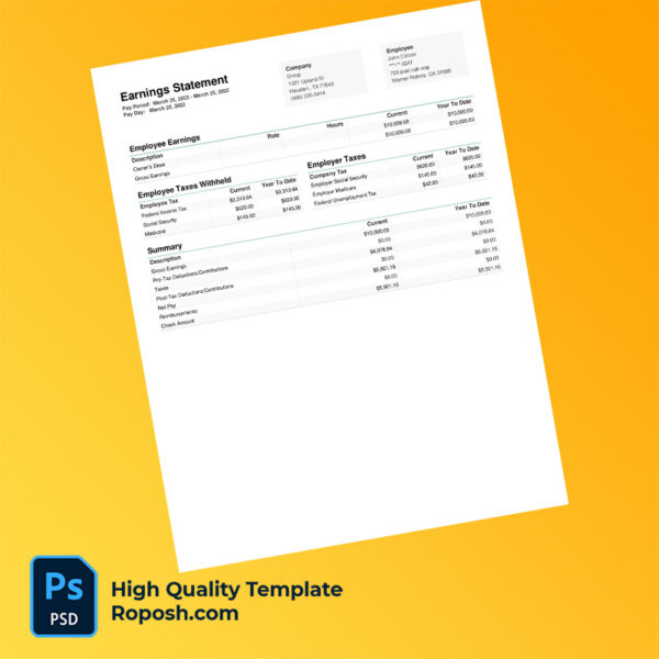 Ontop earning statement word and pdf template