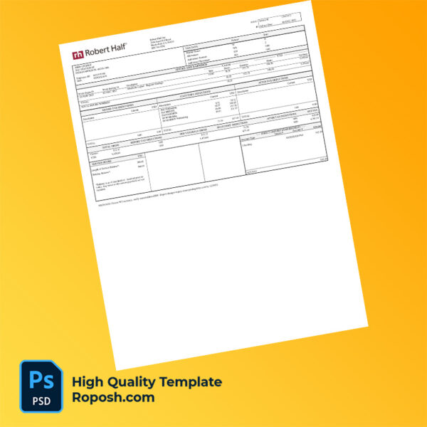 Robert Half Inc earning statement word and pdf template