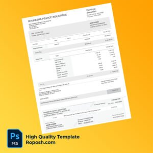 Waukesha Pearce Industries earning statement word and pdf template