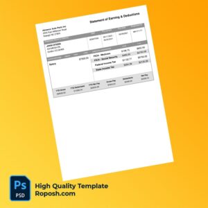 Advance Auto Parts Inc earning statement word and pdf template