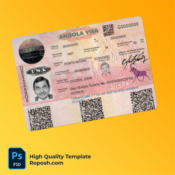 Angola entry visa PSD template
